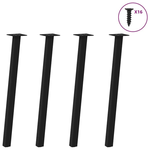Konsolbordsben 4 st svarta 72 cm stål