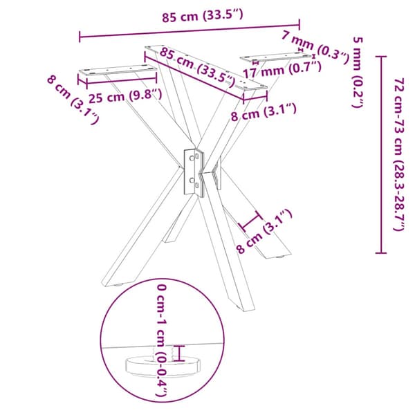 Matbordsben spindelformad vit 85x85x(72-73) cm stål