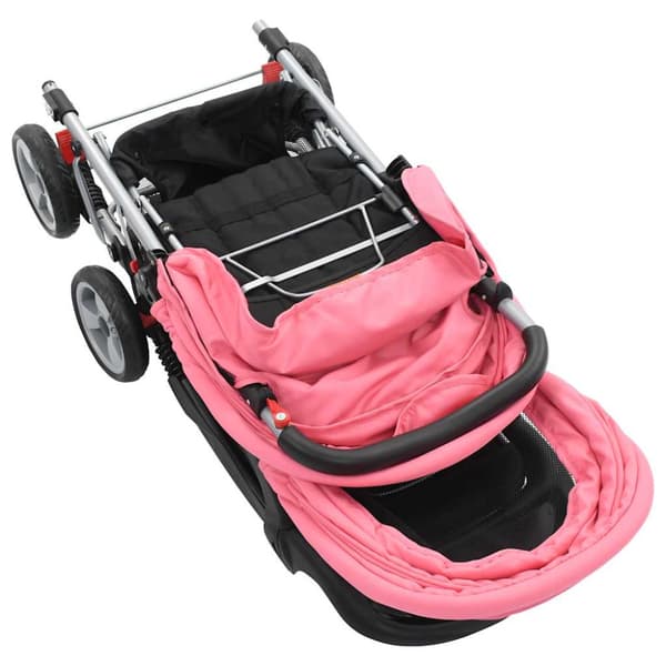 Syskonvagn rosa och svart stål