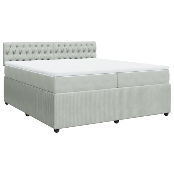 Ramsäng med madrass ljusgrå 200x200 cm sammet