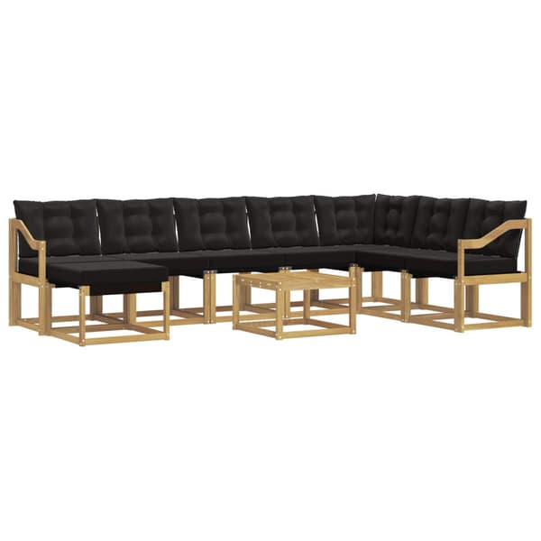 Utomhussoffset 9 pcs Vit och svart