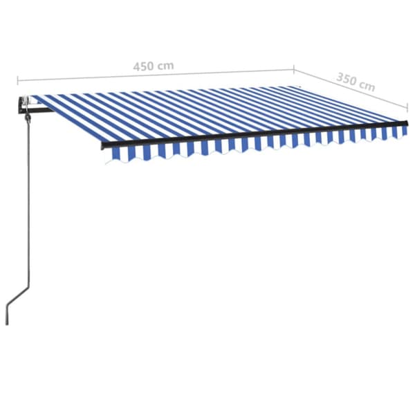Automatisk markis med vindsensor & LED 450x350 cm blå och vit