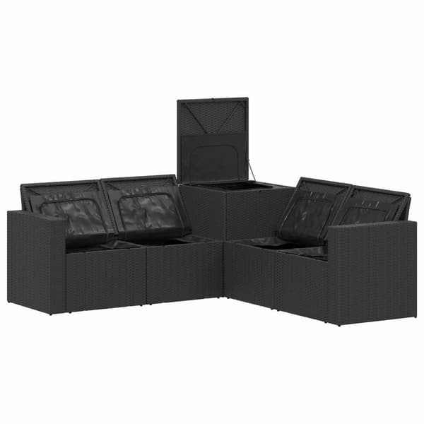 Soffset 5 st Svart Poly Rattan och stål