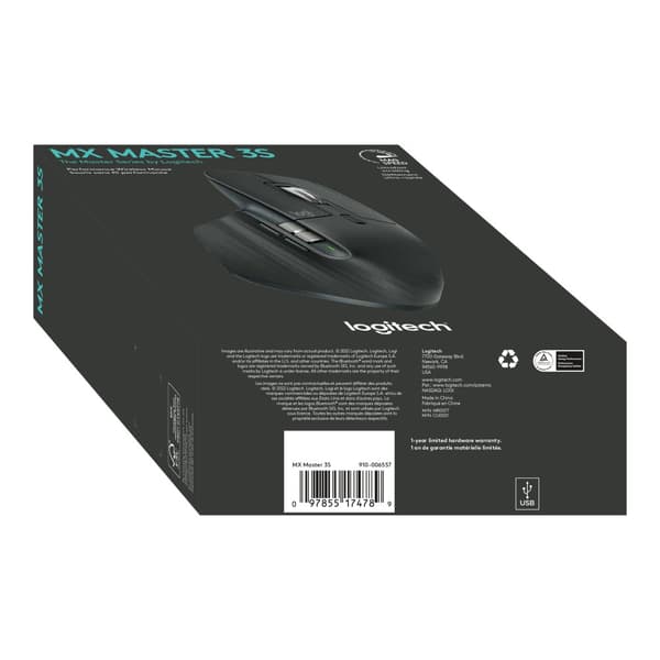 Logitech Master Series MX Master 3S - mus - 2.4 GHz, Bluetooth - grafit