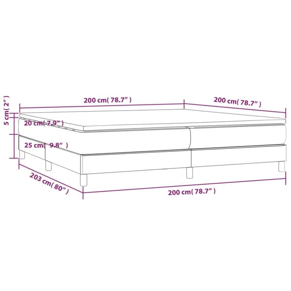 Ramsäng med madrass mörkblå 200x200 cm sammet