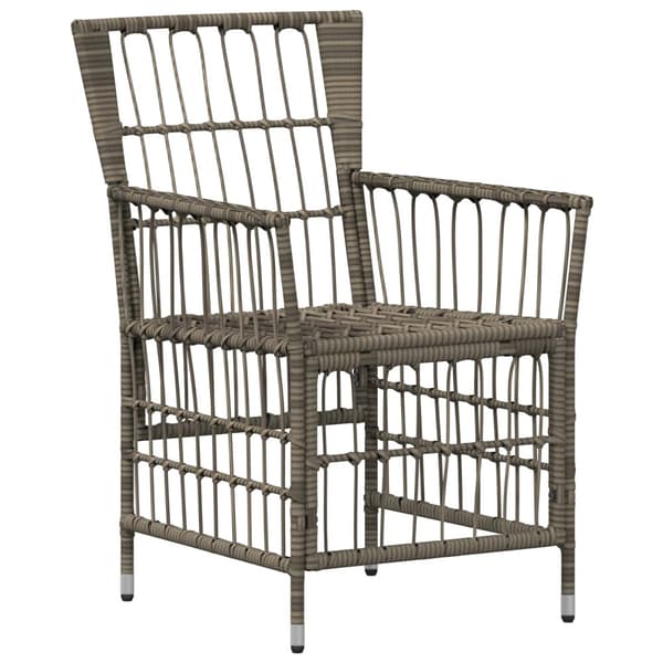 Trädgårdsstolar 2 st Grå PE rattan, Stål och Polyester Tyg