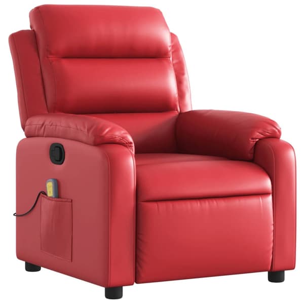 Massagefåtölj röd konstläder