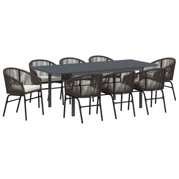 Trädgårdsmöbelset 9 pcs Brun konstrotting
