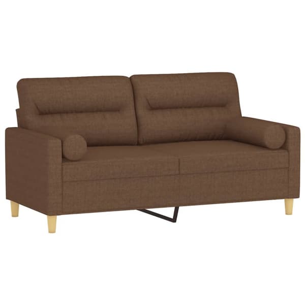 2-sits soffa med prydnadskuddar brun 140 cm tyg