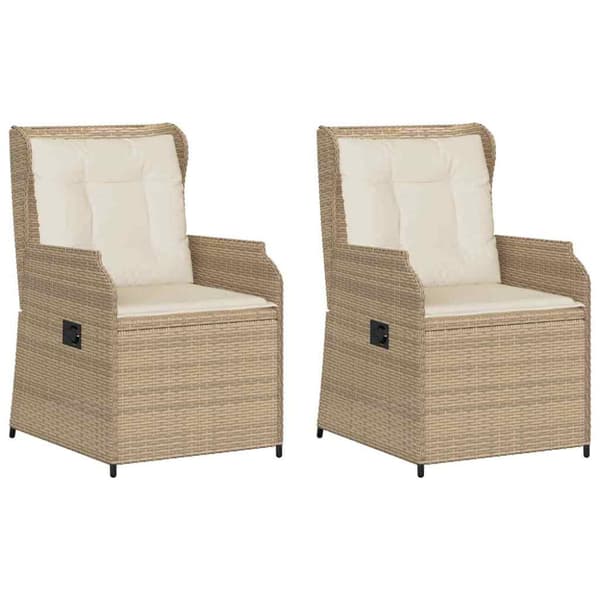 Trädgårdsbänk 2 pcs Beige konstrotting