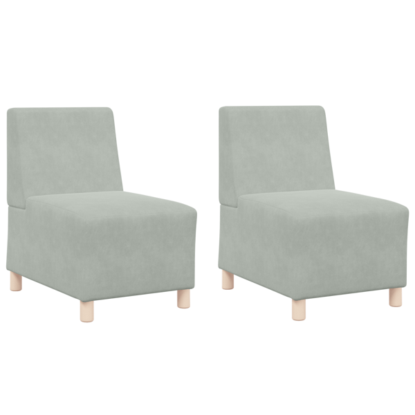 Modulsofa utan armstöd 2 pcs Ljusgrå 55 x 74 x 82 cm Sammet