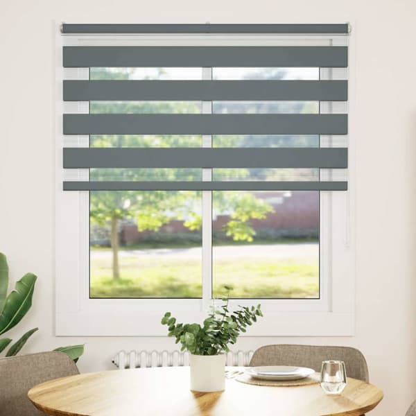Rullgardin zebra mörkgrå 120x150 cm tyg bredd 115,9cm polyester