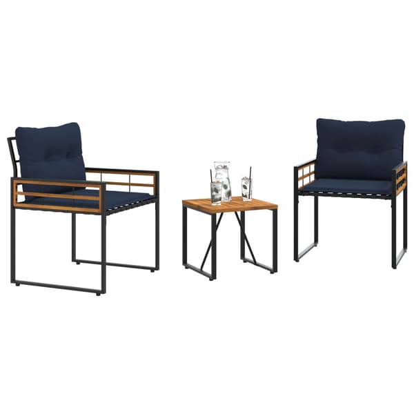 Utemöbelset med kudde 3 pcs Marinblå