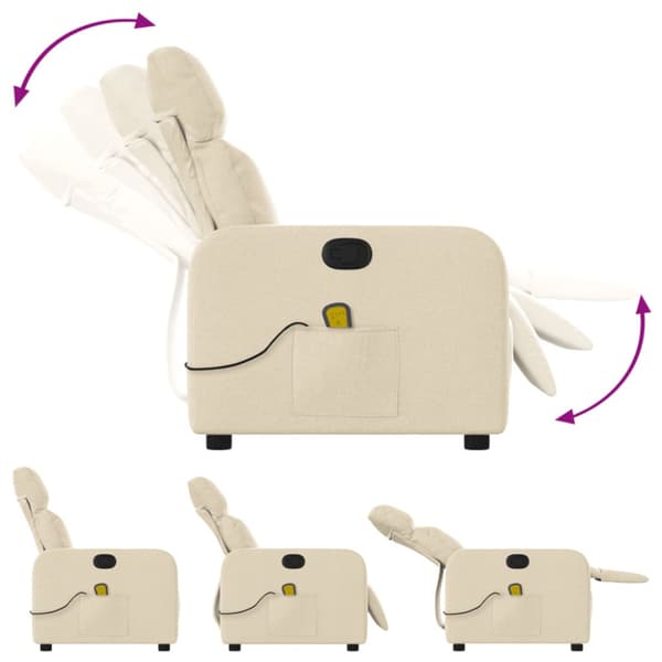 Massagefåtölj gräddvit tyg