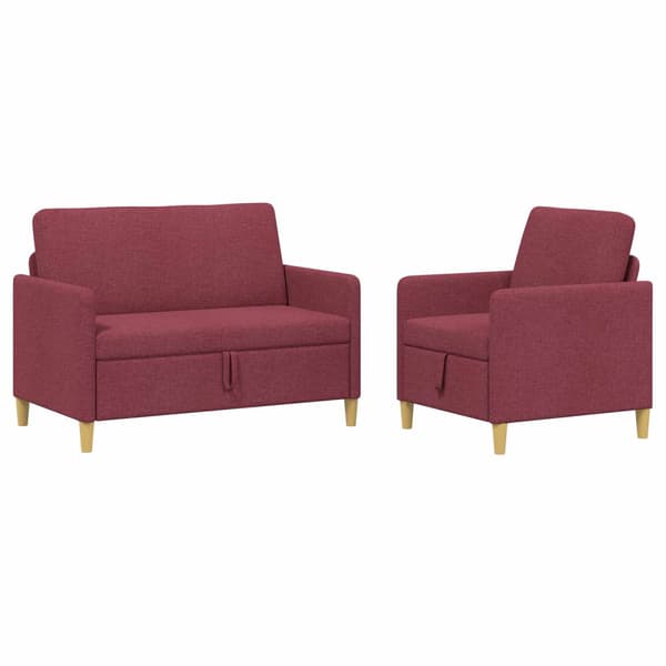 Soffgrupp med förvaring 2 pcs Vinröd Polyester