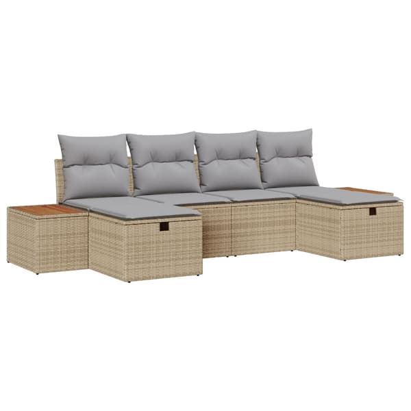 Trädgårdsoffset 6 st Beige konstrotting