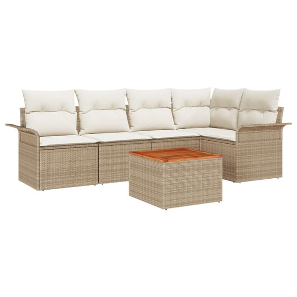 Trädgårdsoffset 6 st Beige konstrotting