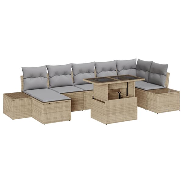 Trädgårdsoffset med kudde 8 pcs beige och ljusgrå