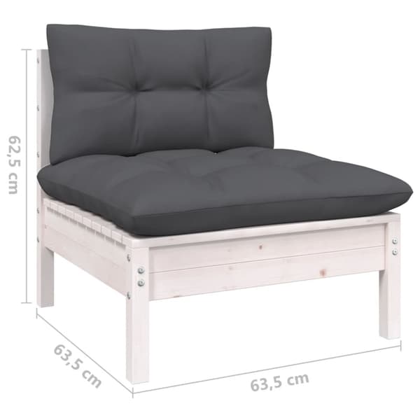 Loungegrupp med dynor 7 delar vit massiv furu