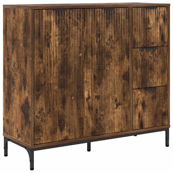 Sideboard med låda Rökt ek 89,5 x 33 x 82 cm Konstruerat trä