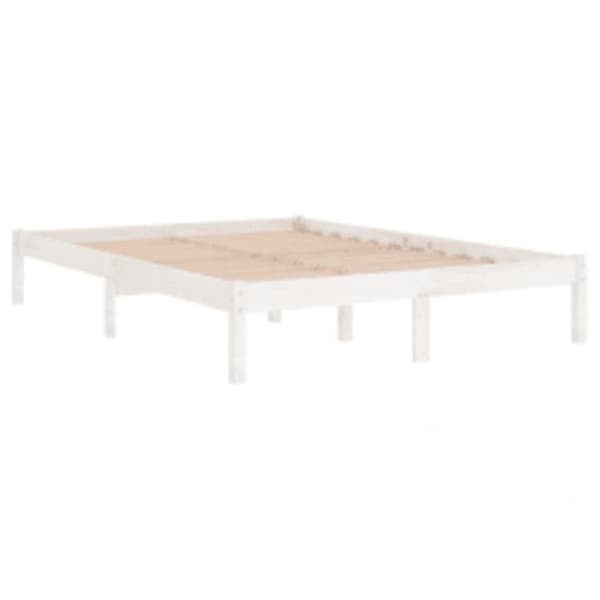 Sängram vit massivt trä 200x200 cm