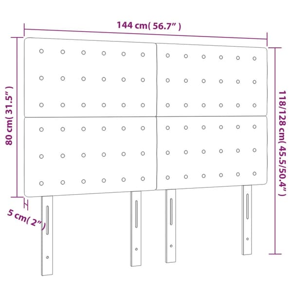 Sänggavel LED rosa 144x5x118/128 cm sammet