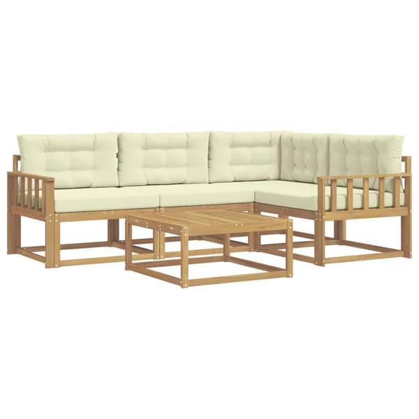 Utomhussoffset 5 pcs Vit och grädde 79 x 79 x 37 cm Polyester