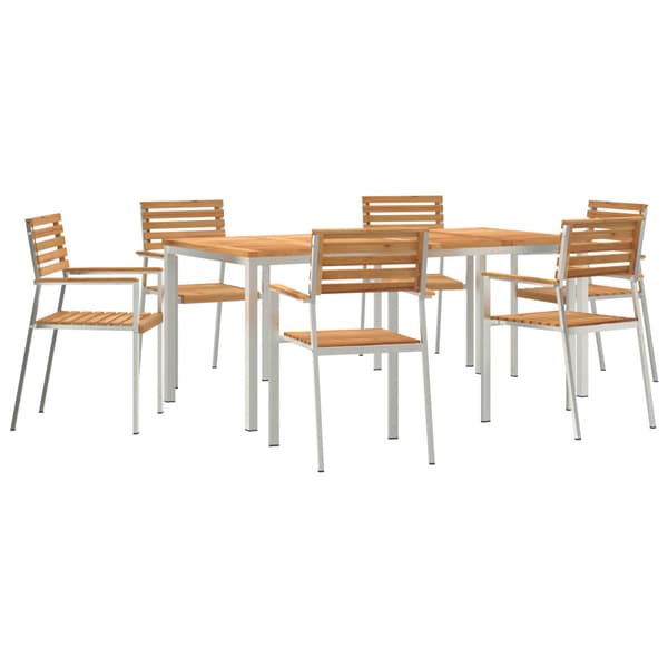 Trädgårdsmöbelset 7 pcs Brun Massivt teakträ