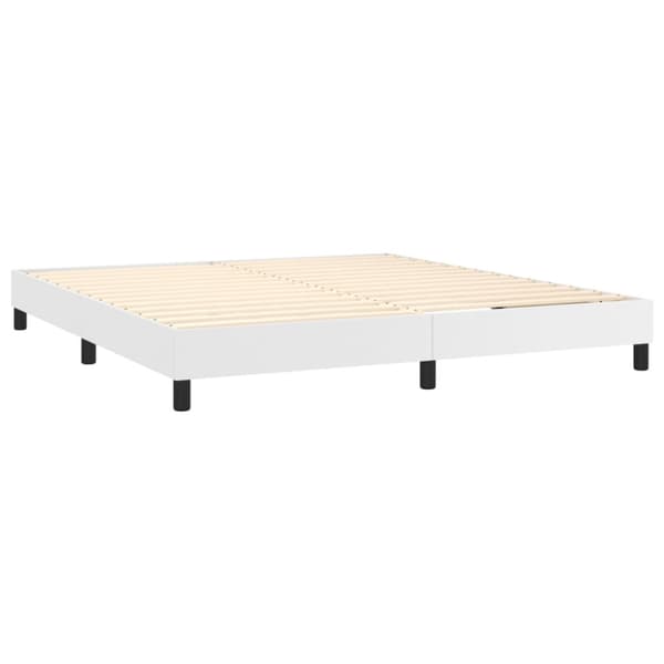 Boxspring-sängram vit 180x200 cm konstläder