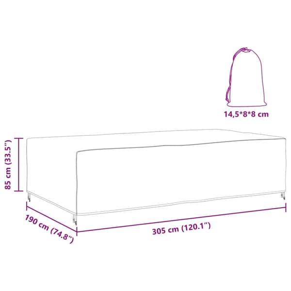Möbelöverdrag Enfärgad Svart 305 x 190 x 85 cm 420D