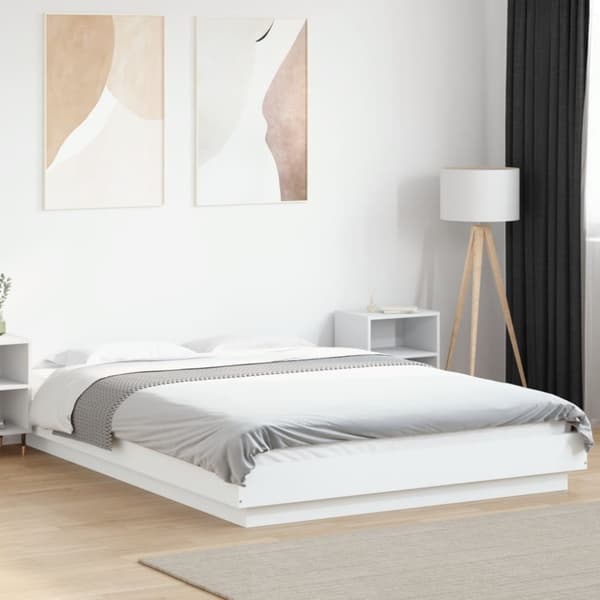 Sängram vit 135x190 cm konstruerat trä