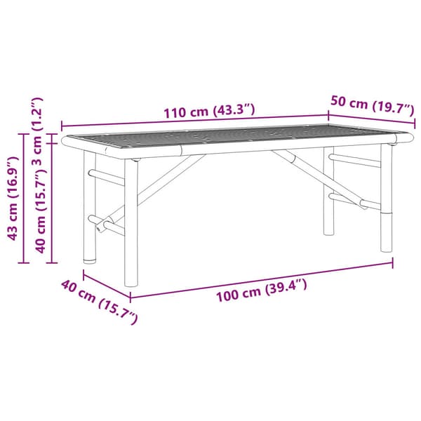 Kaffeebord Brun 110 x 50 x 43 cm Bambu
