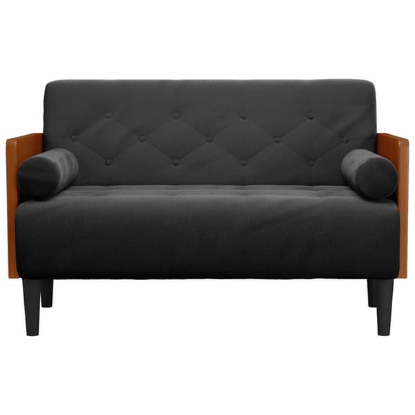 Loveseat soffa med dynor svart 110 cm sammet