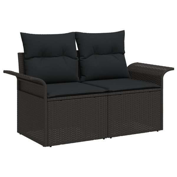 Trädgårdsoffset med kudde 5 pcs Svart