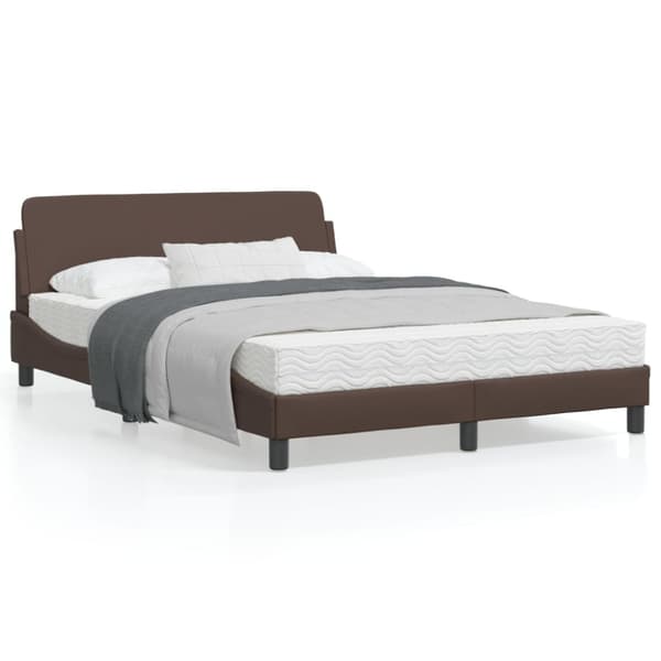 Bed Frame "Dover" Brown 140x190 cm Faux Leather