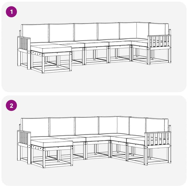 Utomhussoffset med kudde 7 pcs Vit och antracit Polyester