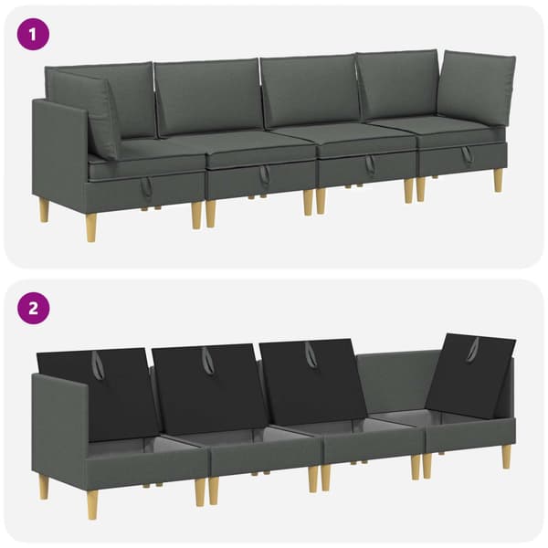 Möbelset för vardagsrummet med kudde 4 pcs Mörkgrå Tyg