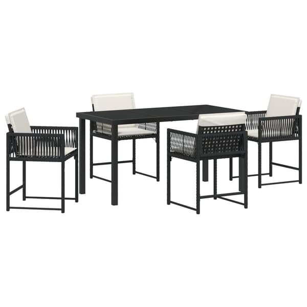 Trädgårdsmöbelset 5 pcs Svart konstrotting