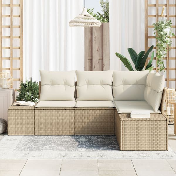 Trädgårdsoffset 4 st Beige konstrotting