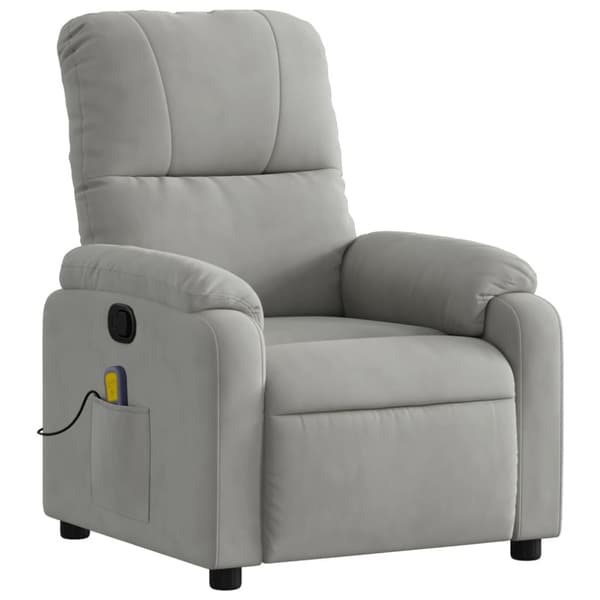 Massagefåtölj ljusgrå mikrofibertyg