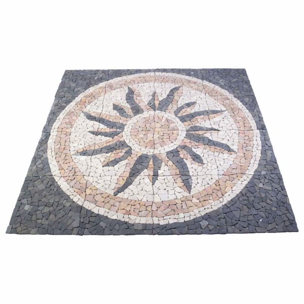 Mosaic Tiles Sun Pattern Flerfärgsdesign 120 x 120 cm Marmor