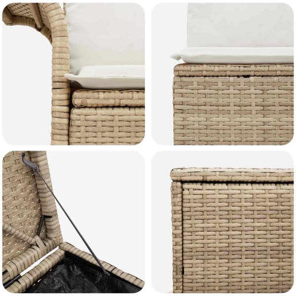 Soffset 5 st Beige och krämvit Poly Rattan och stål