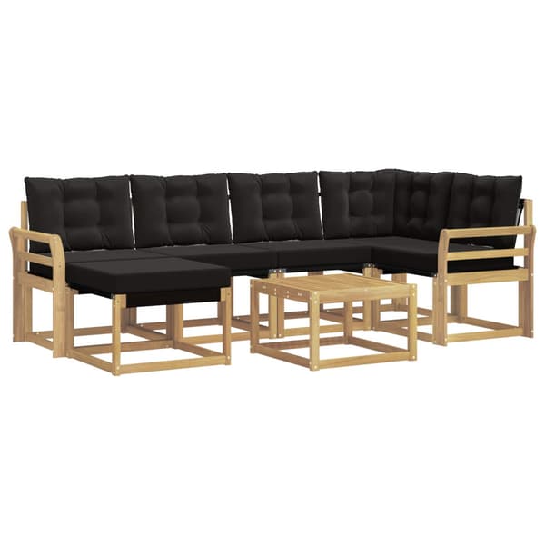 Utomhussoffset med kudde 7 pcs Vit och svart