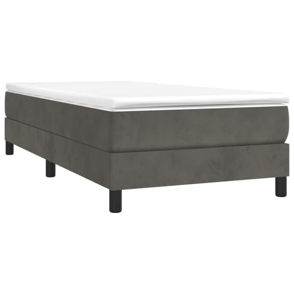 Boxspring-sängram mörkgrå 90x190 cm sammet