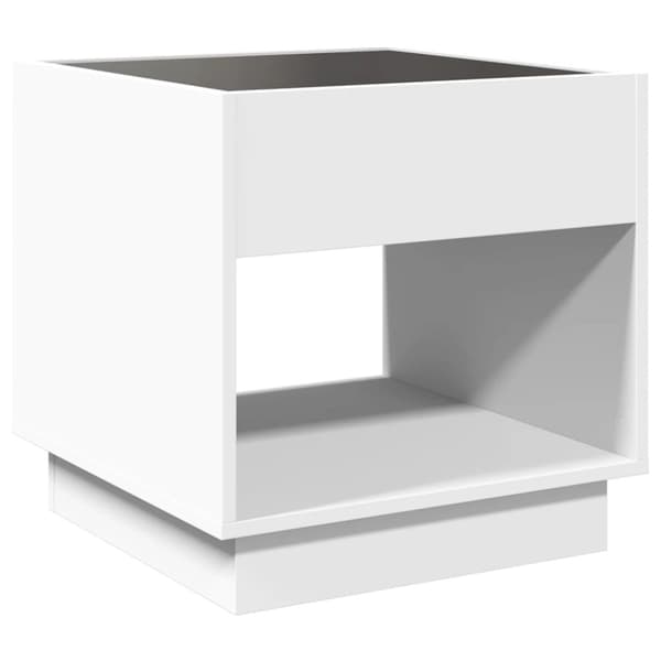 Sängbord med Infinity LEDs vit 50x50x50 cm