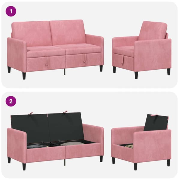 Soffgrupp med förvaring 2 st Rosa Polyester
