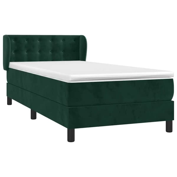 Ramsäng med madrass mörkgrön 90x200 cm sammet