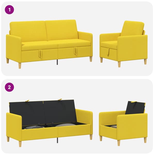 Soffgrupp med förvaring 2 pcs Ljusgul Polyester