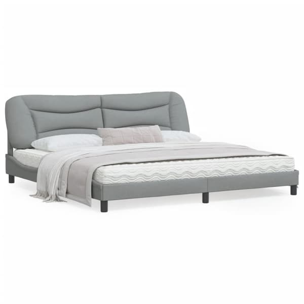 Bed Frame without Mattress "Hvar" Light Grey 200x200 cm Fabric