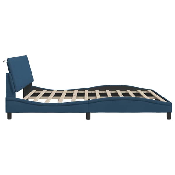 Bed Frame without Mattress "Hanko" Blue 200x200cm Fabric